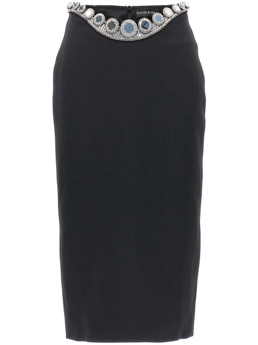 Rhinestone-Embellished Pencil Skirt