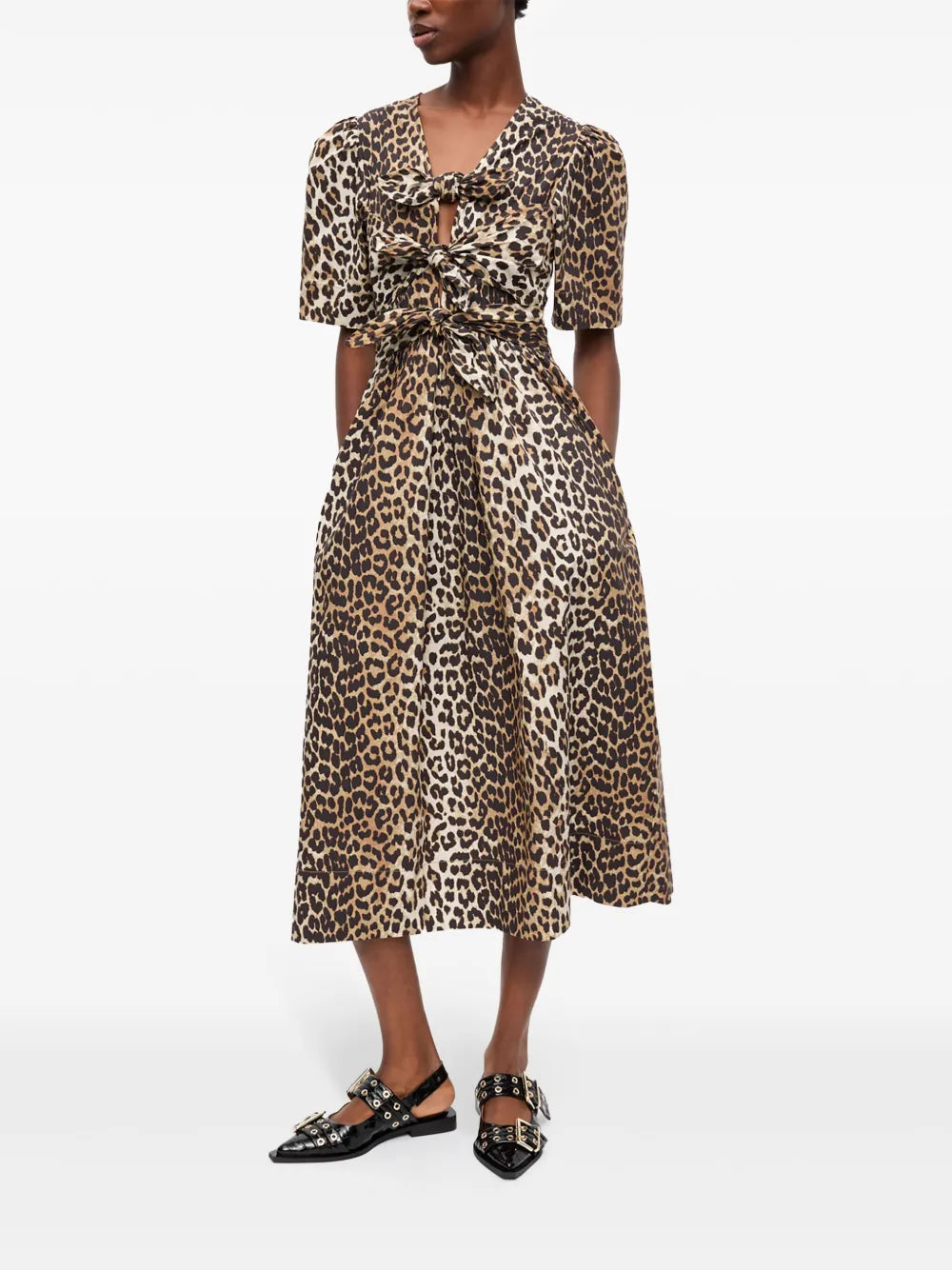 Leopard-Print Midi Dress