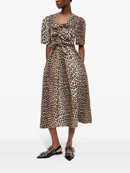 Leopard-Print Midi Dress