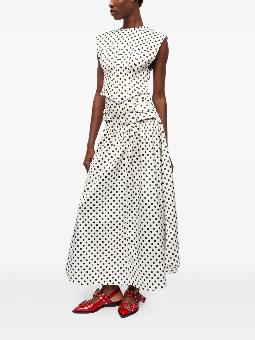 Polka Dot-Print Maxi Skirt