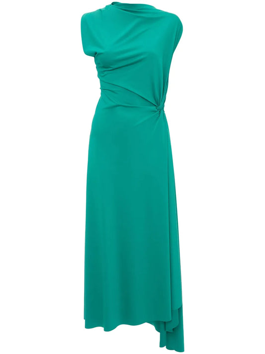Draped Asymmetric Midi Dress