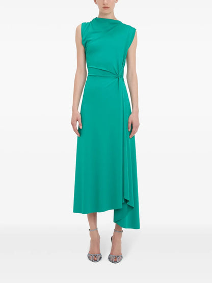 Draped Asymmetric Midi Dress