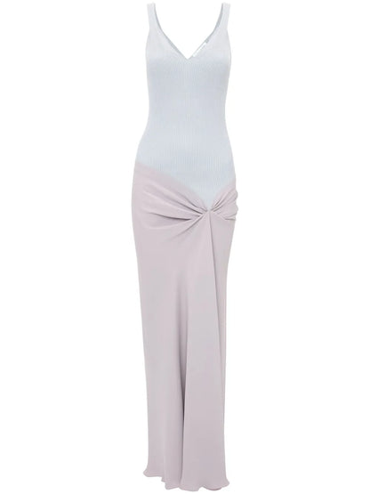 Knit-Detail Maxi Dress