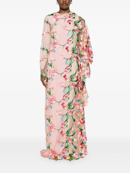 Floral-Embroidered Abaya