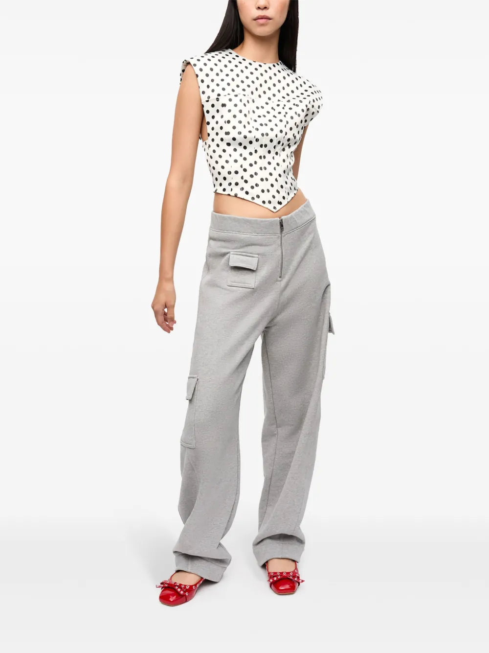 Polka Dot-Print Corset Top