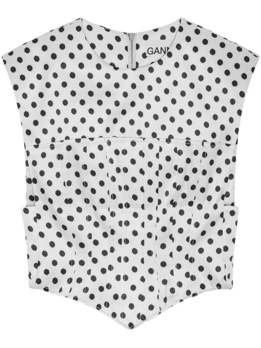 Polka Dot-Print Corset Top