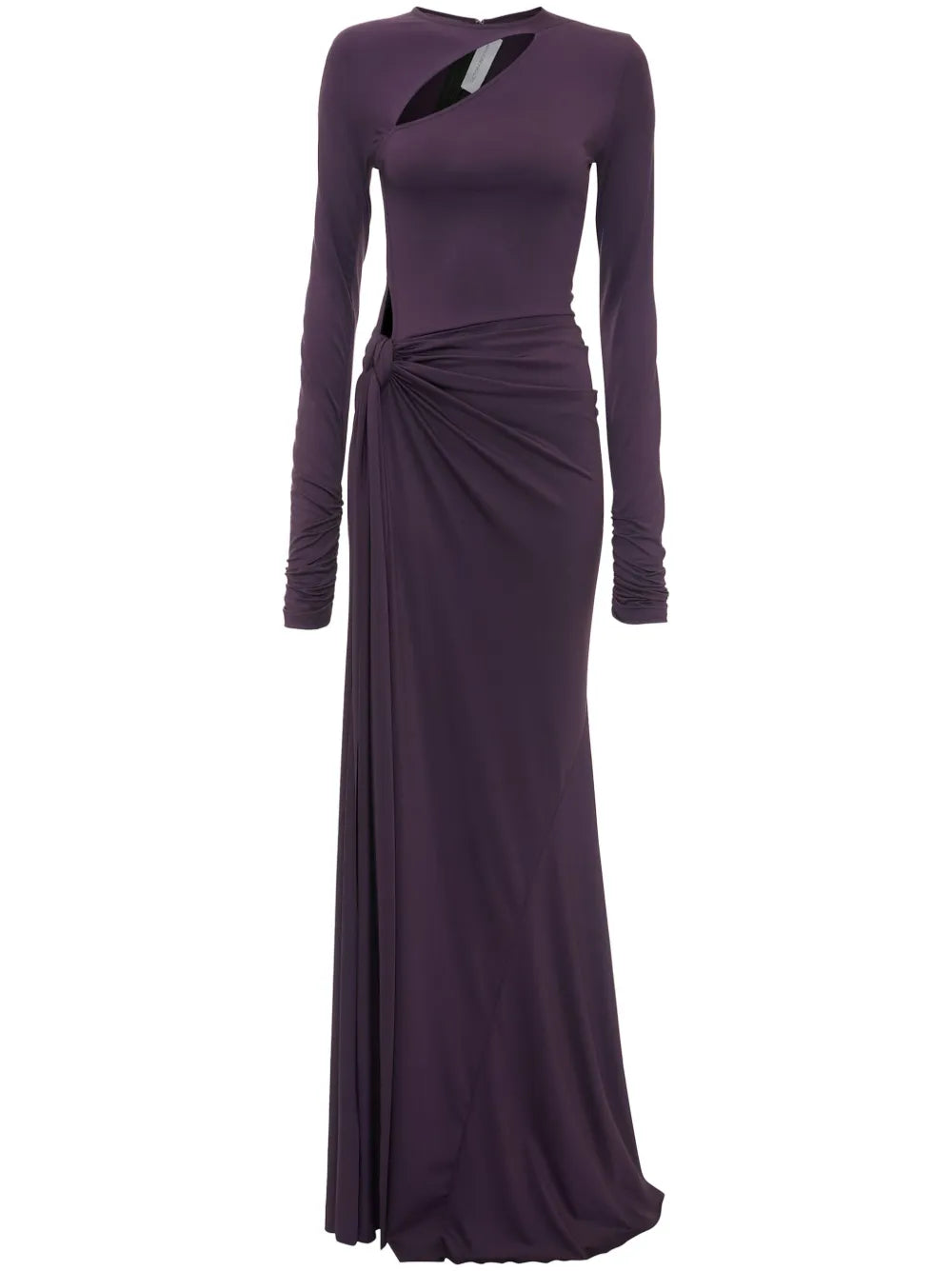 Knot-Detail Long-Sleeve Gown