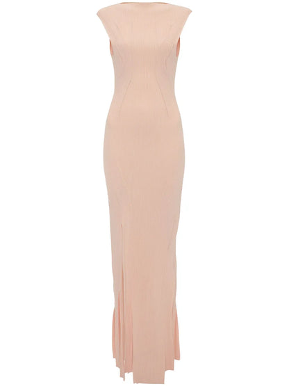 Pleat-Detailing Sleeveless Maxi Dress