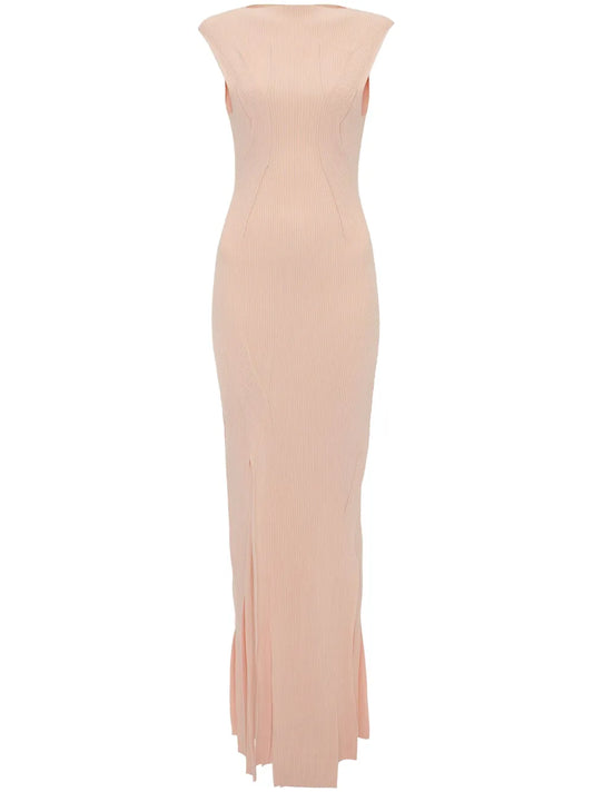 Pleat-Detailing Sleeveless Maxi Dress