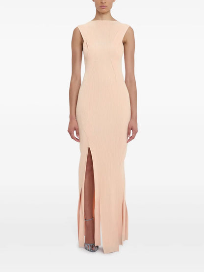 Pleat-Detailing Sleeveless Maxi Dress