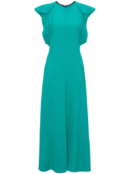 Folded Cap-Sleeve Midi Dress