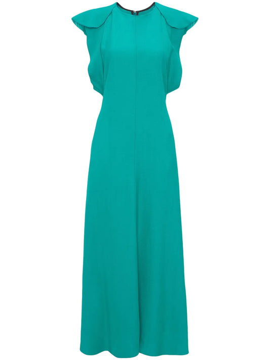 Folded Cap-Sleeve Midi Dress