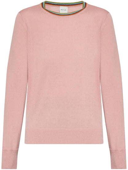 Striped-Neck Merino Sweater