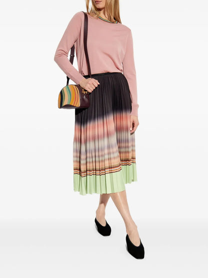 Striped-Neck Merino Sweater