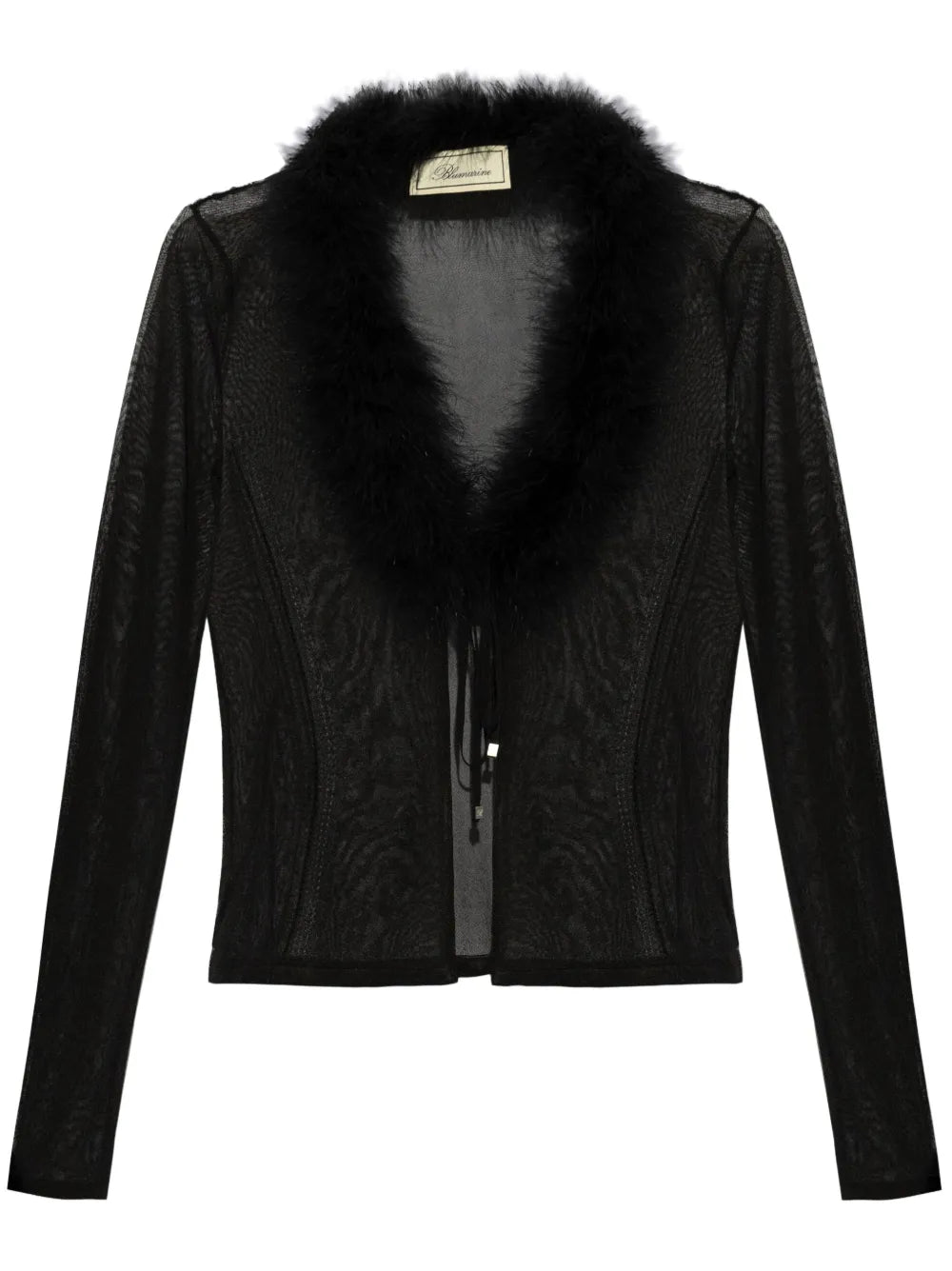 Feather-Trim Sheer Jacket