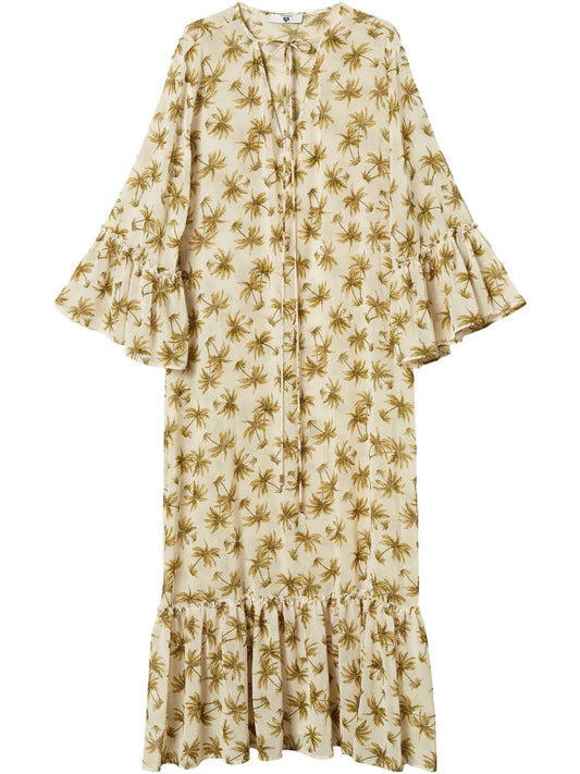Palm Tree-Print Georgette Dress