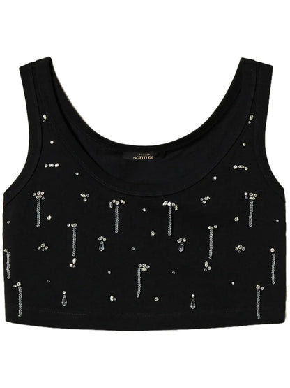 Crystal-Embellished Cropped Top