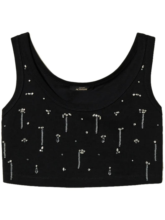 Crystal-Embellished Cropped Top