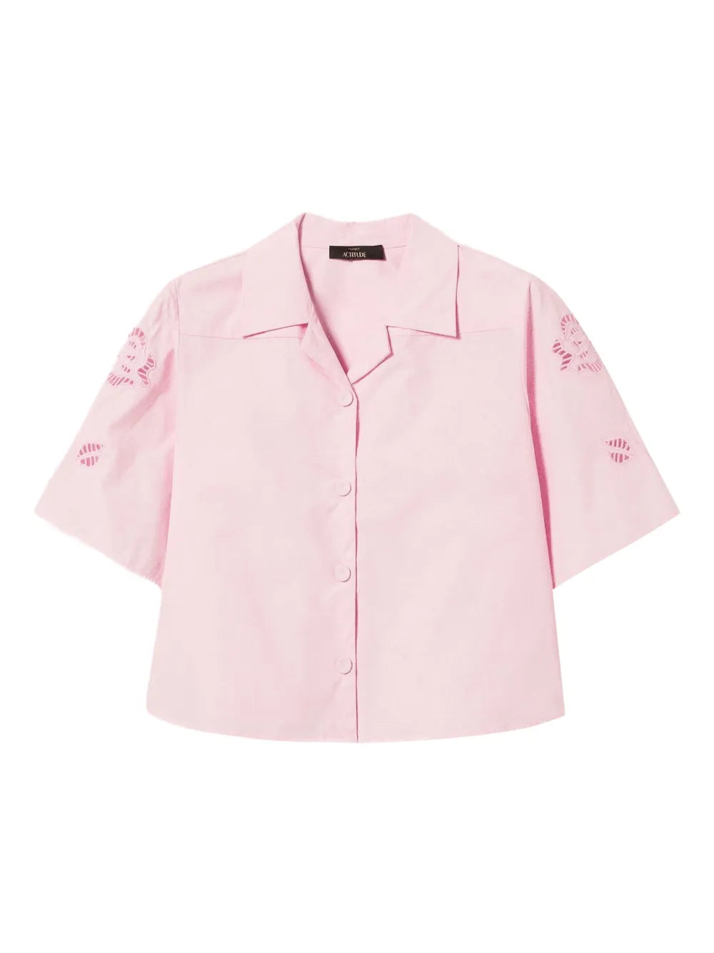 Floral-Embroidered Short-Sleeve Shirt