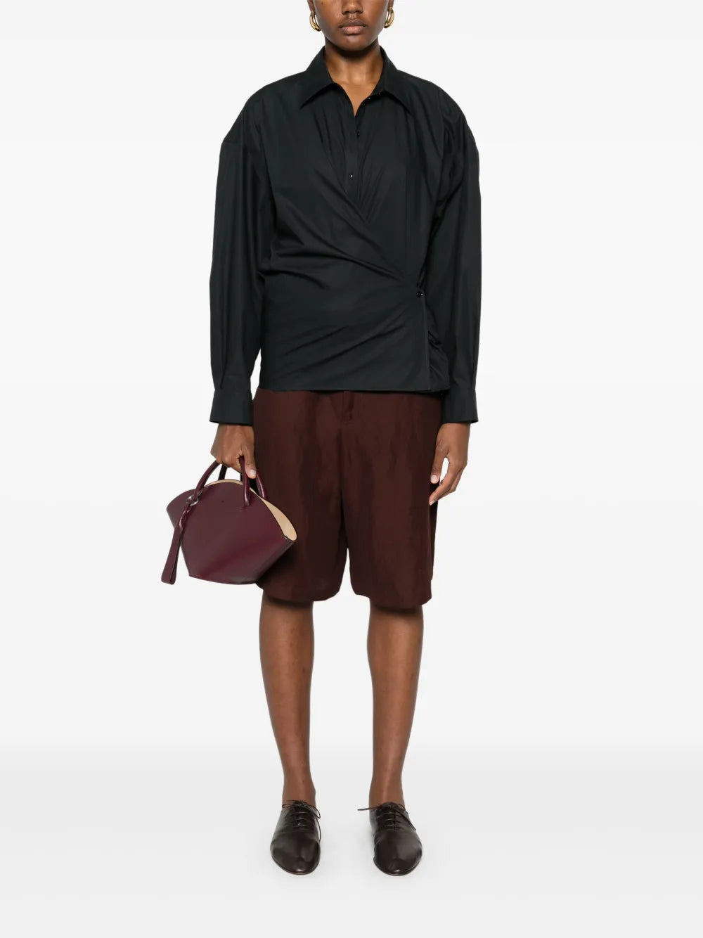 Straight-Collar Twisted Shirt