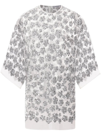 Floral-Sequins T-Shirt