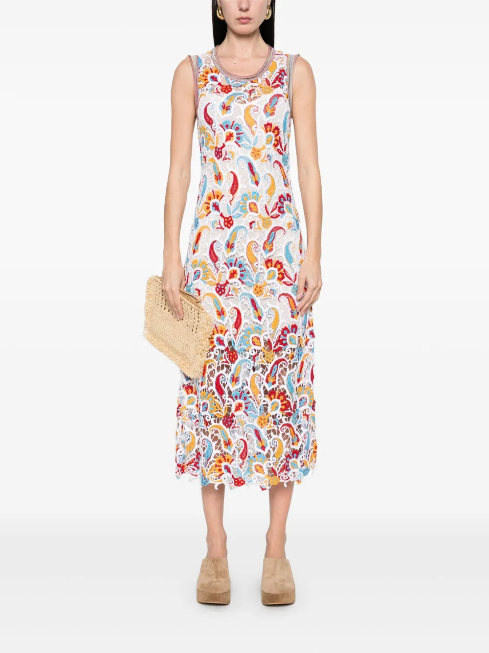 Floral-Lace Midi Dress
