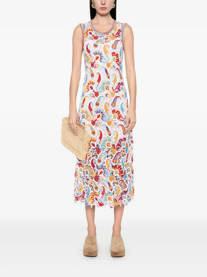 Floral-Lace Midi Dress