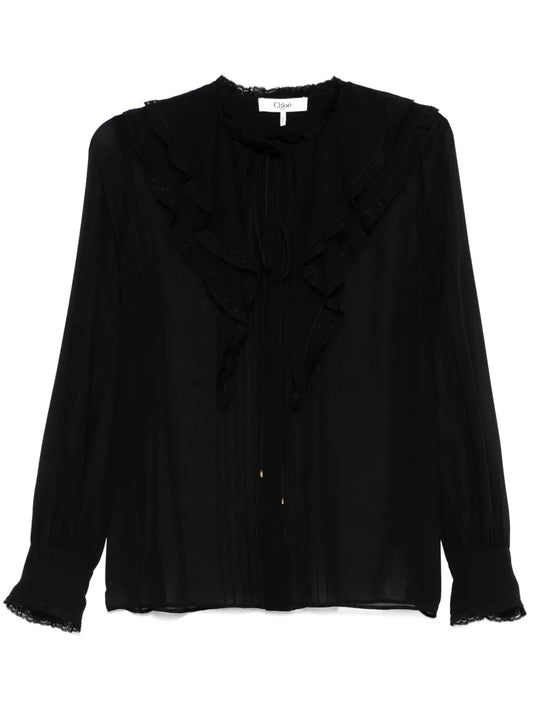 Ruffled Silk Blouse