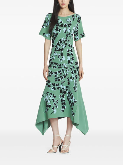 Floral-Intarsia Midi Dress