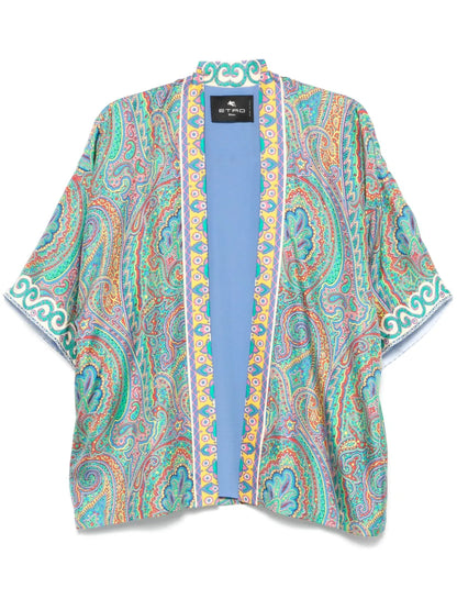 Paisley-Print Open-Front Jacket