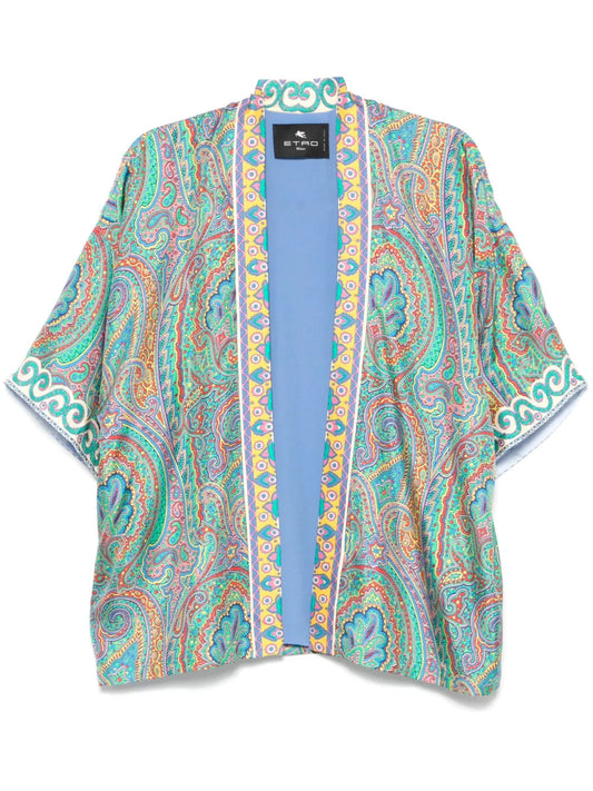 Paisley-Print Open-Front Jacket
