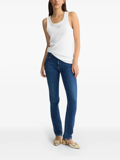 Rhinestone-Embellished Slim-Fit Jeans