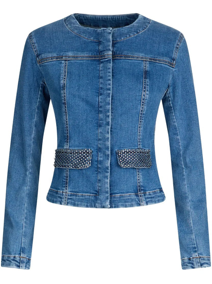 Rhinestone-Embellished Denim Jacket