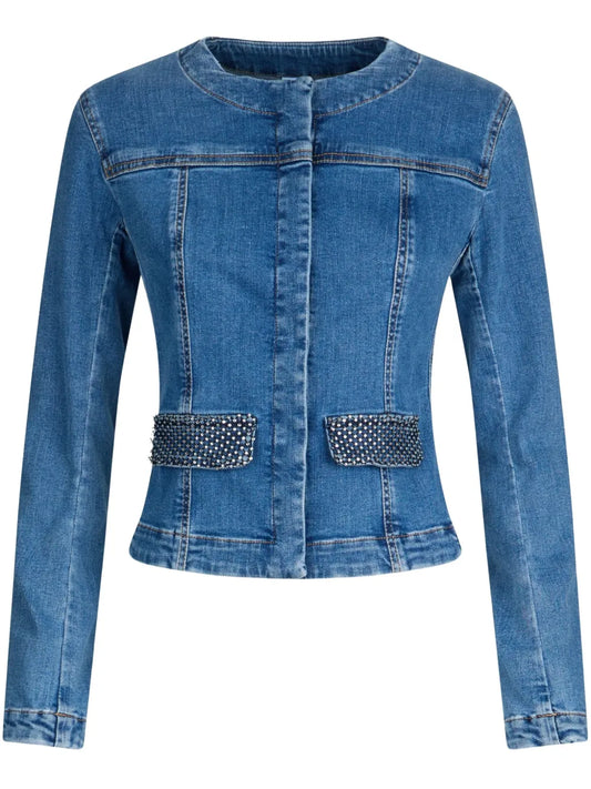 Rhinestone-Embellished Denim Jacket