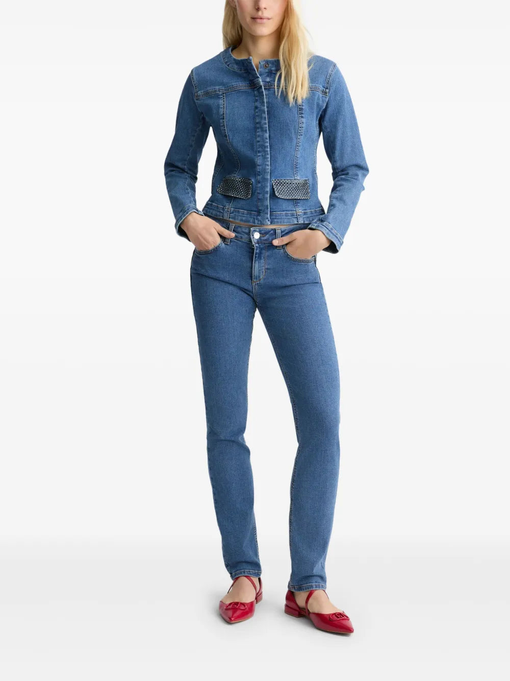 Rhinestone-Embellished Denim Jacket