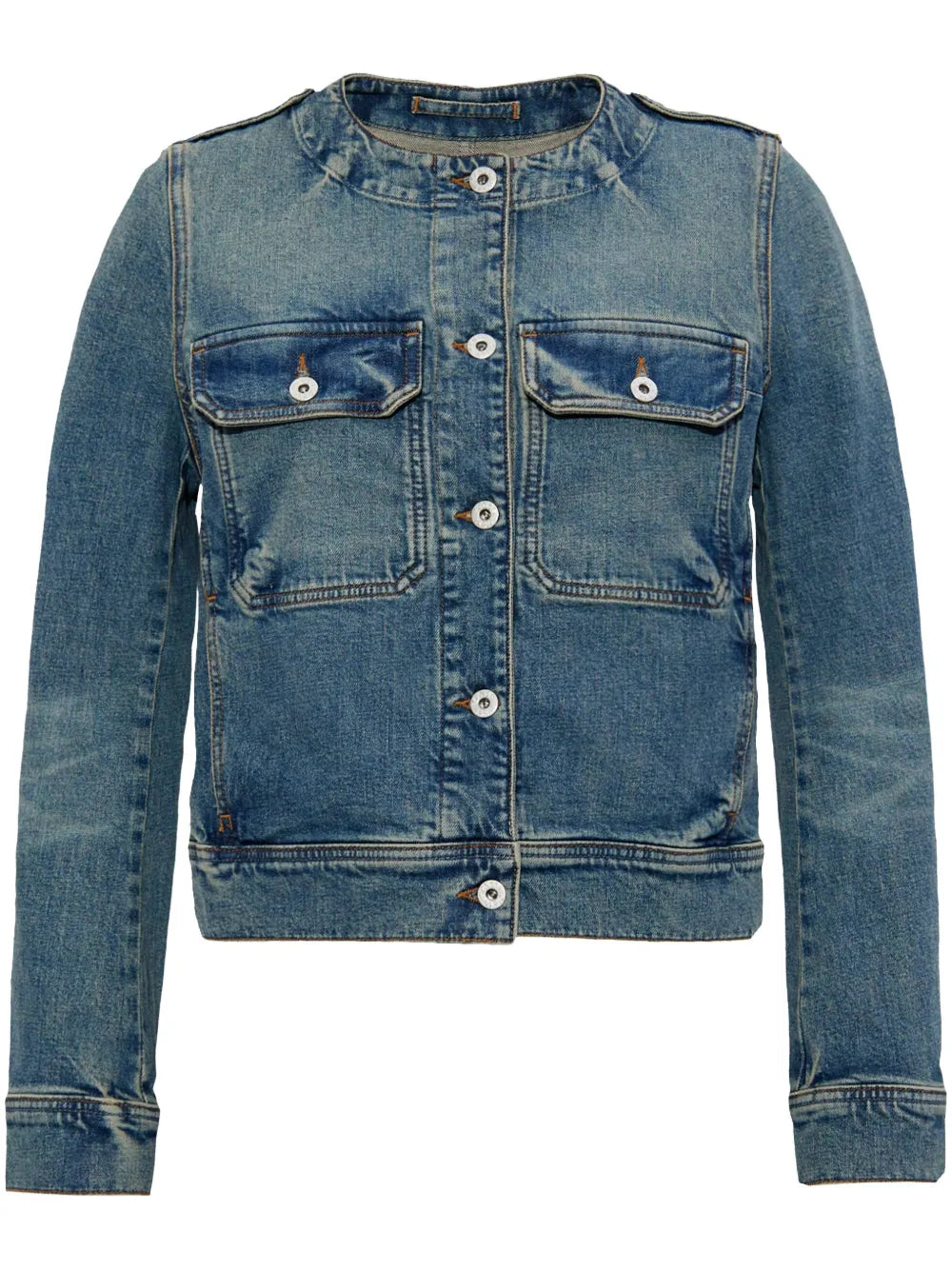 Collarless Denim Jacket