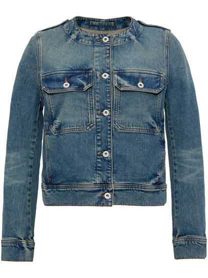 Collarless Denim Jacket