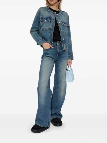 Collarless Denim Jacket