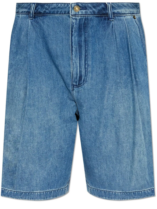 Wide-Leg Denim Shorts