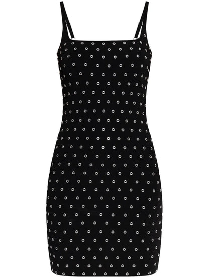 Eyelet-Embellished Mini Dress