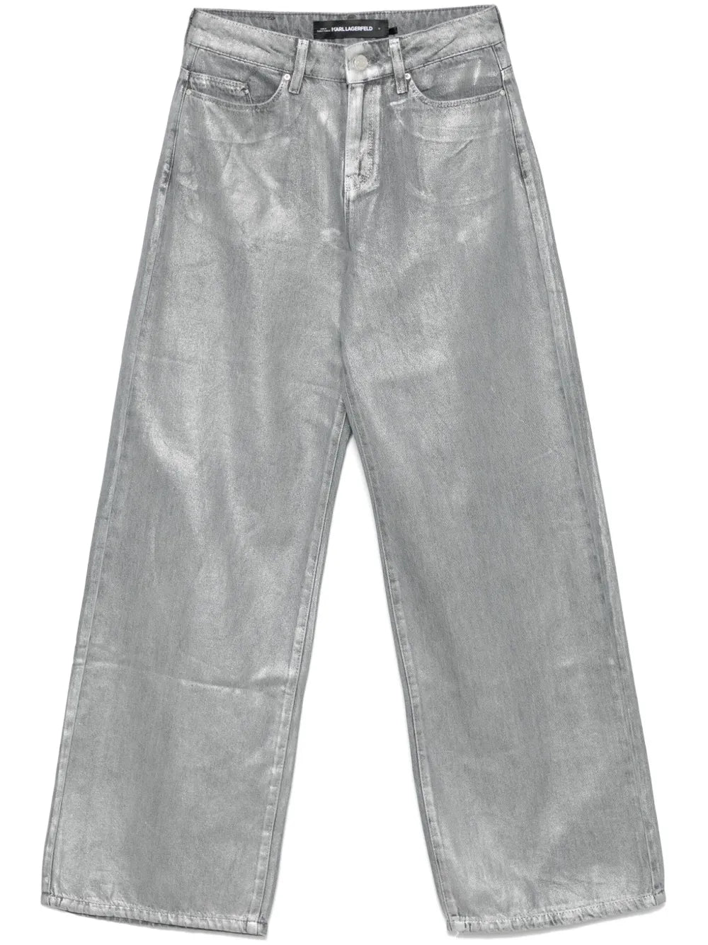 Wide-Leg Metallic Jeans