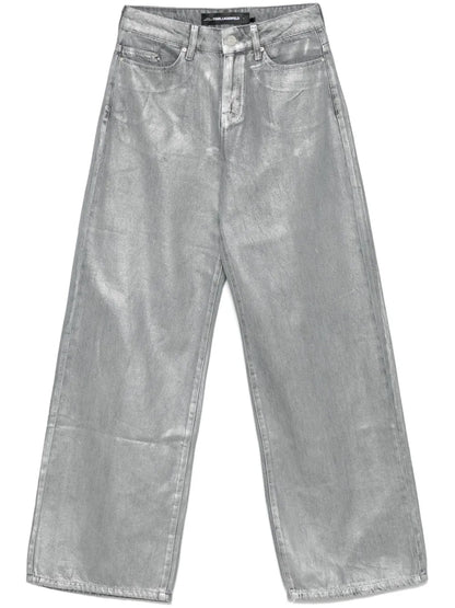 Wide-Leg Metallic Jeans
