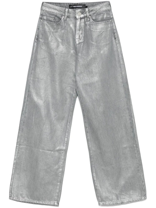 Wide-Leg Metallic Jeans