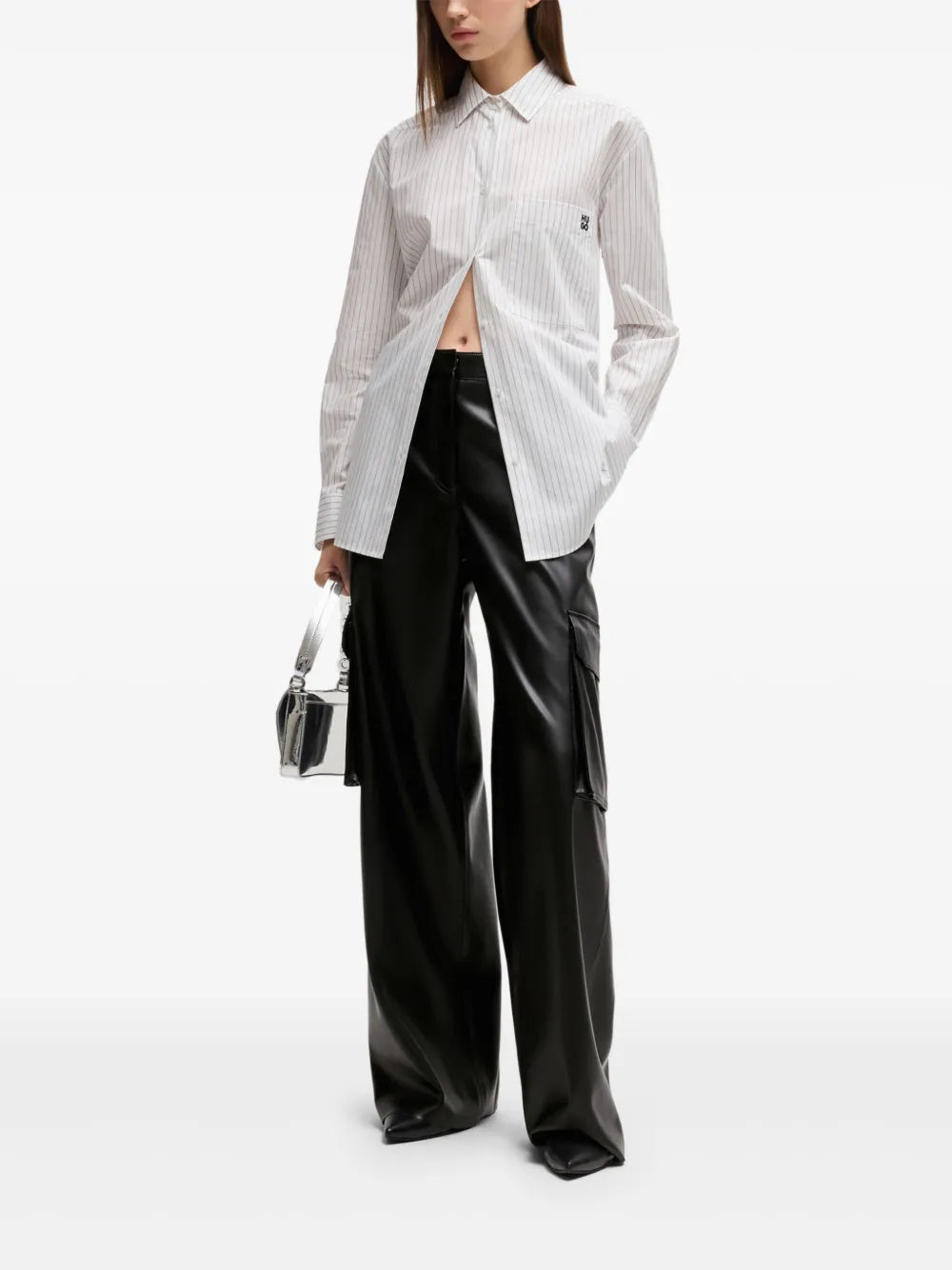 Faux-Leather Cargo Pants