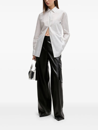 Faux-Leather Cargo Pants
