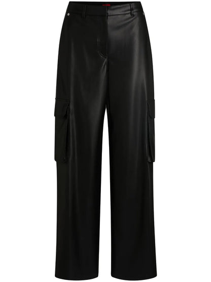Faux-Leather Cargo Pants