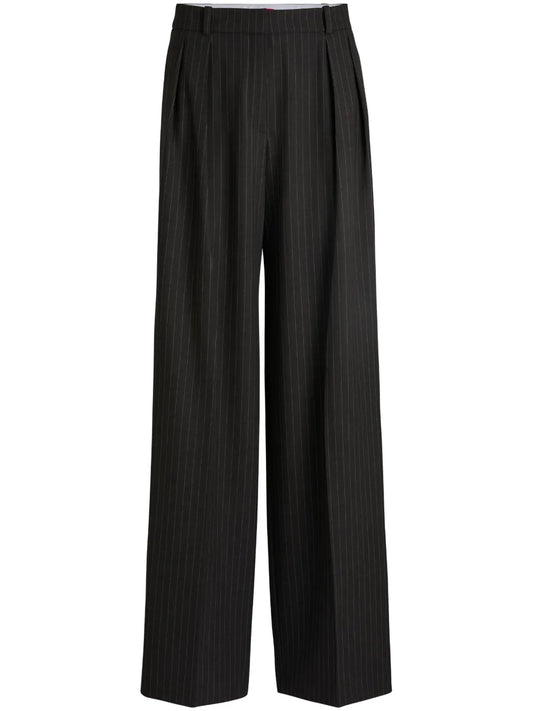 Pinstripe-Print Straight Trousers