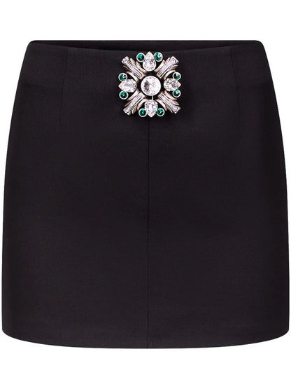 Brooch-Detail Mini Skirt