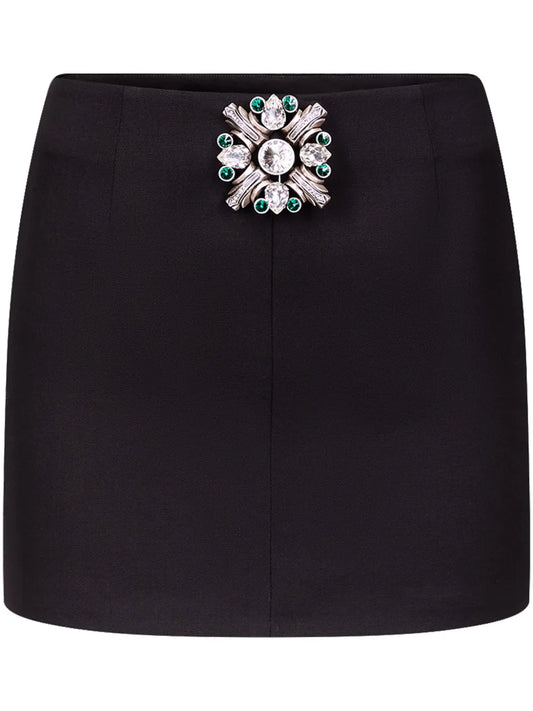 Brooch-Detail Mini Skirt