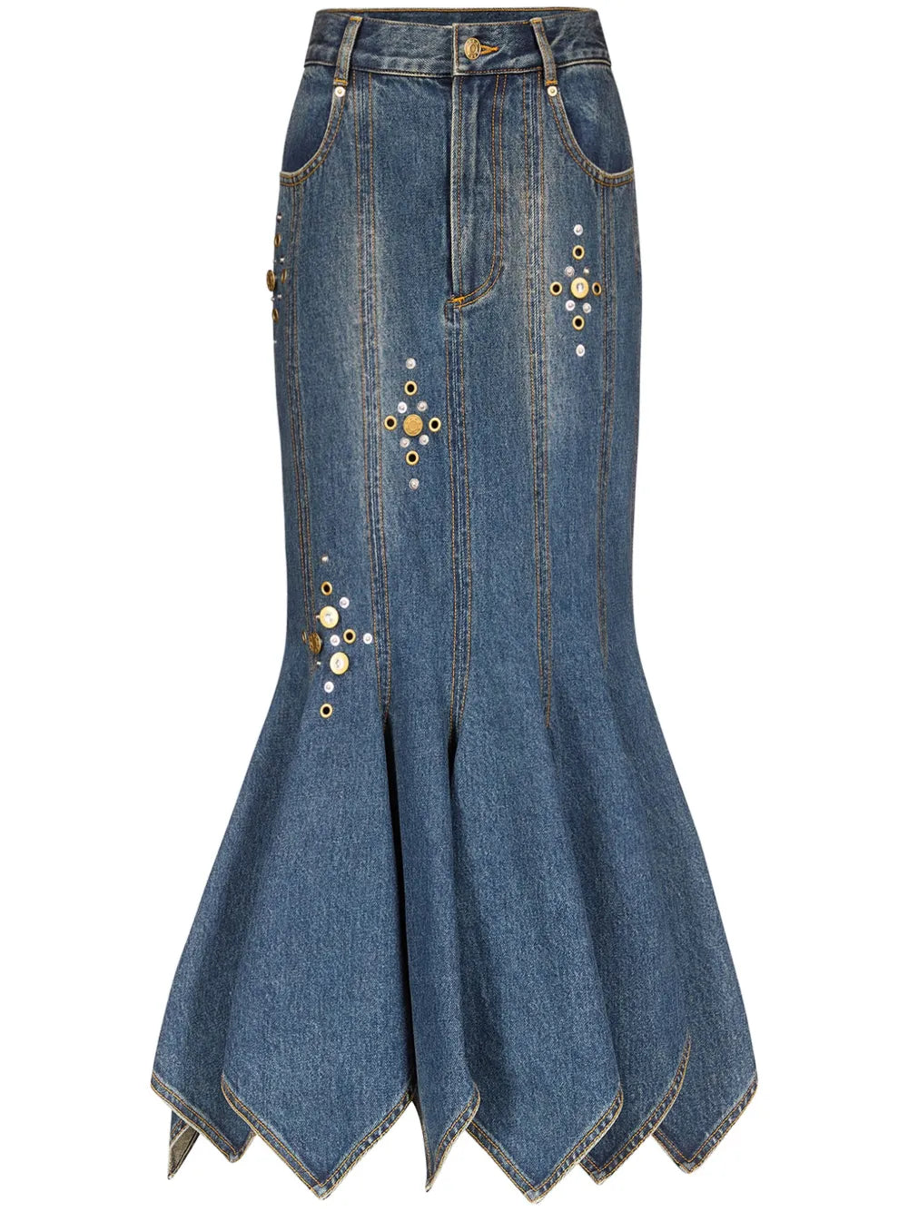 Stud-Detail Midi Skirt